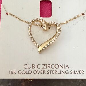 Cubic Zirconia Heart Necklace in Gold